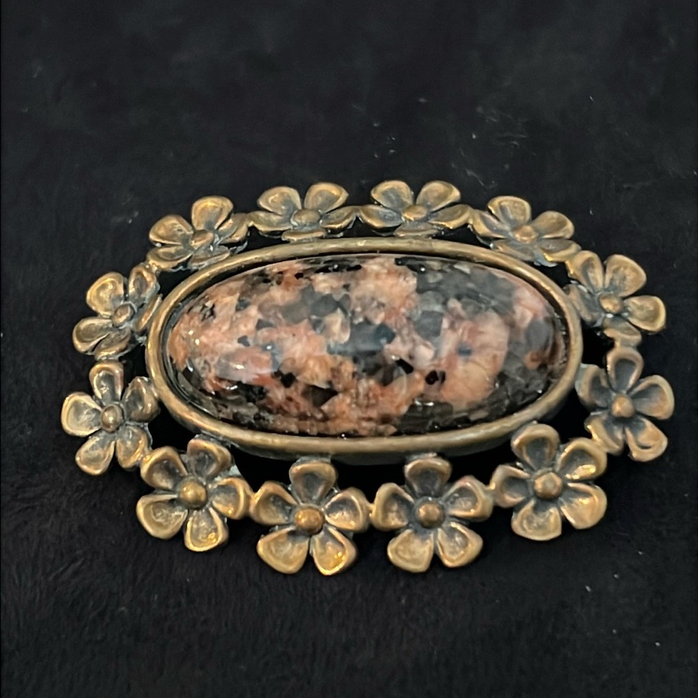 Jorma Laine England bronze & granite c clasp brooch